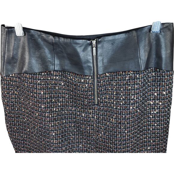 The Limited Women’s Black and Metallic Tweed Pencil Skirt Size‎ 8 Faux Leather - Picture 4 of 11